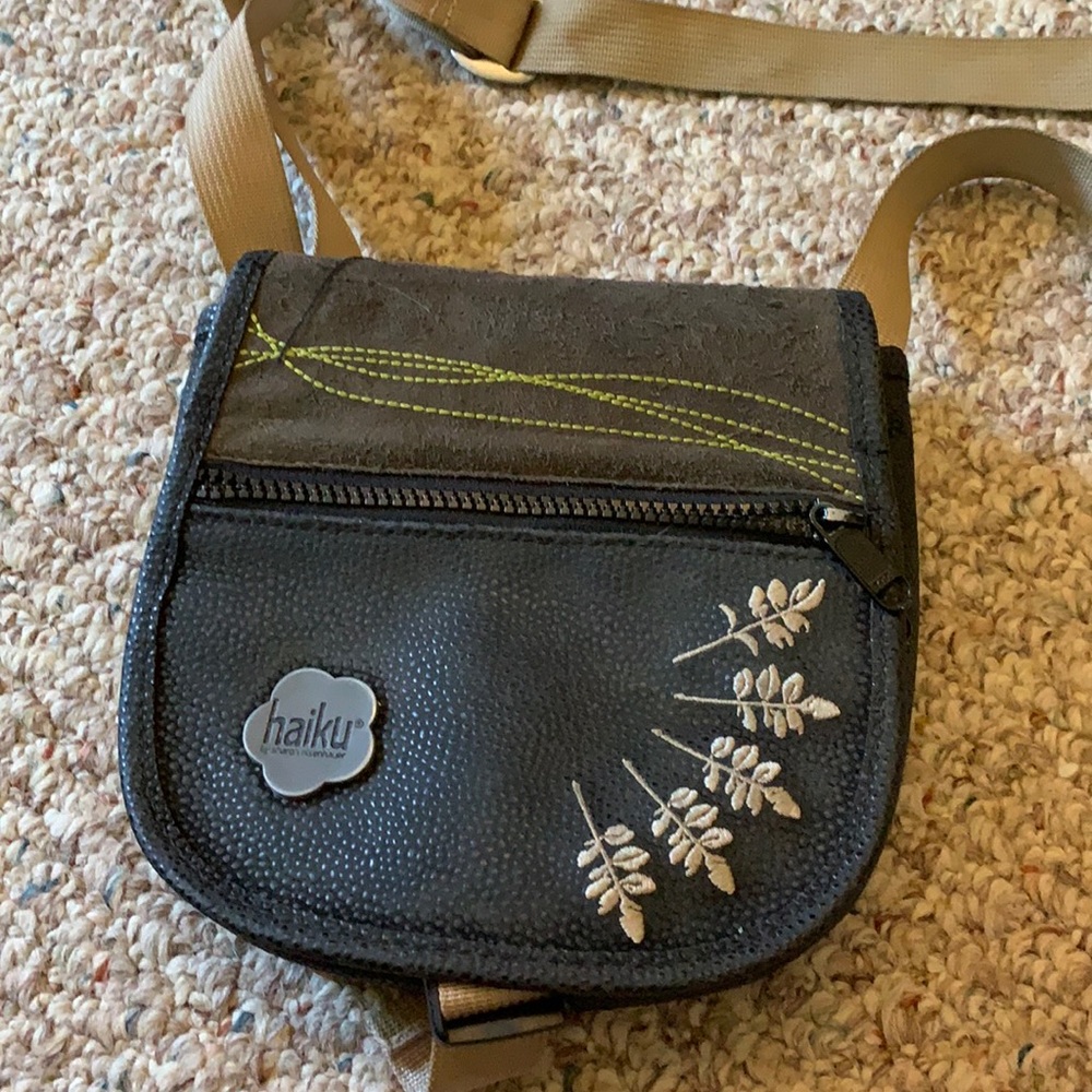 Haiku grey and black crossbody mini bag
